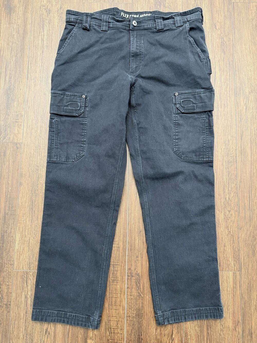 Duluth Trading Co Pants Mens 40x32 Black Flex Fire Hose Cargo Stretch Workwear